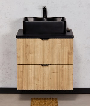 BERTA 60cm natur eik farge skap med benkeplate og servant