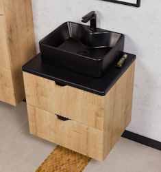 BERTA 60cm natur eik farge skap med benkeplate og servant