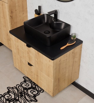 BERTA 80cm natur eik farge skap med benkeplate og servant