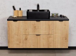BERTA 120cm natur eik farge skap med benkeplate og servant