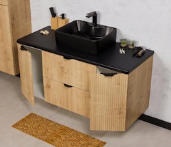 BERTA 120cm natur eik farge skap med benkeplate og servant