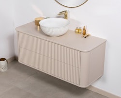 OLIVIA 120cm sandfarge skap med servant
