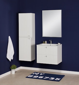 OPALINE hvit baderomspakke - servantskap 61cm, servant, høyskap og speil