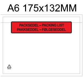Packsedelsfickor A6 med & utan text.