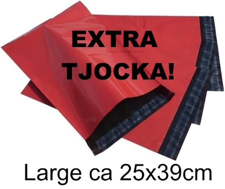 Extra kraftig Postorderpåsar Röda Large 25x39cm