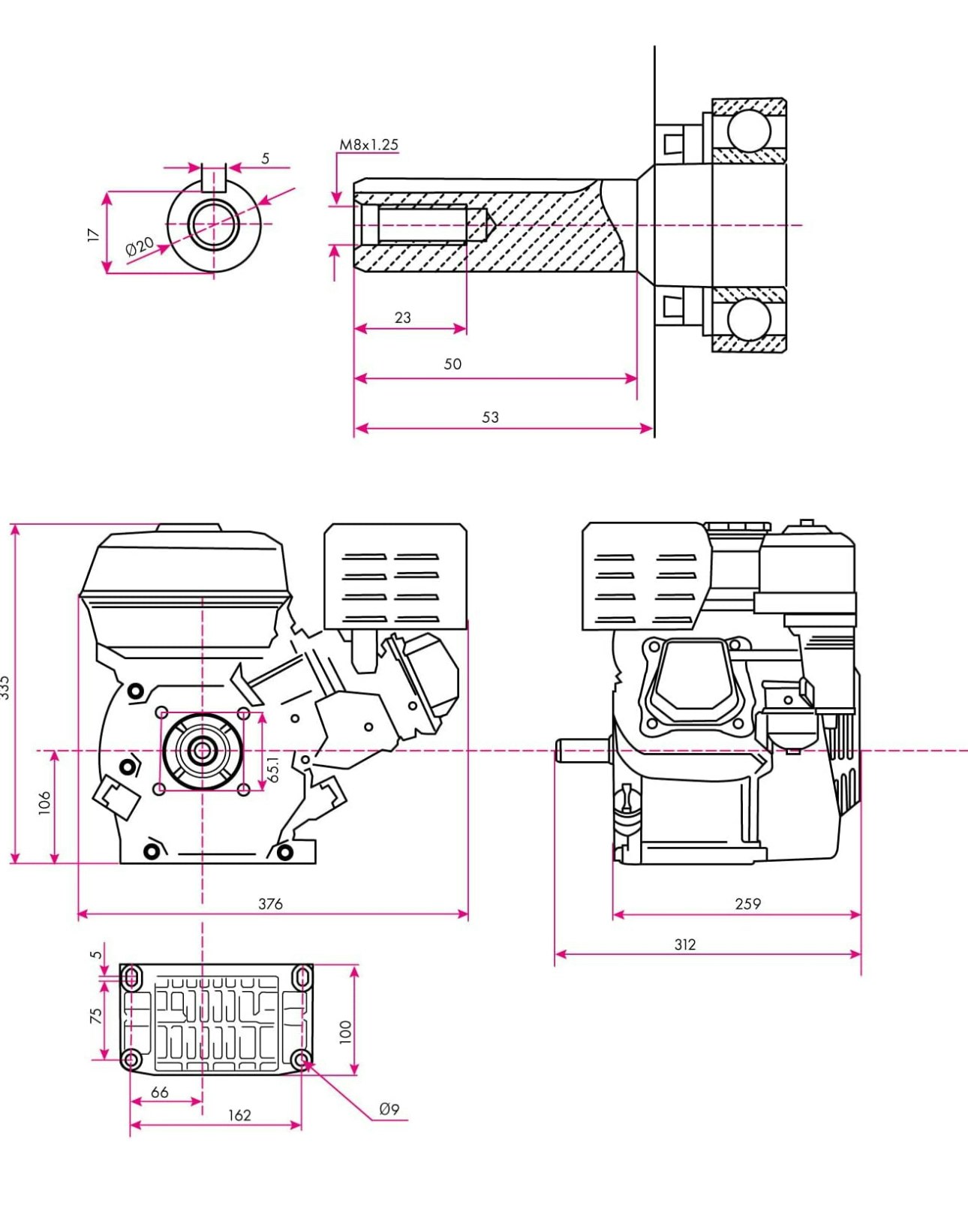 Motor 5.5hk 20mm axel