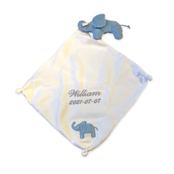 Snuttefilt Med Namn - Elefant Blå