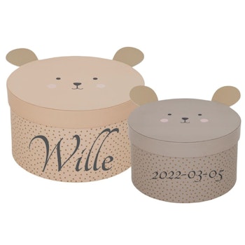 Förvaringsask Med Namn - Teddy, 2-pack