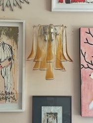 Pair of Murano Wall Lamps in amber & clear