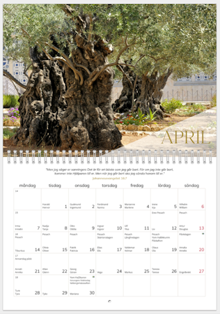 Kalender 2026 inkl judiska helgdagar