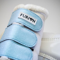 FURION | Fluffdamasker med glitter, turkos/vit