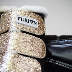 FURION | Fluffdamasker med glitter, brun/guld