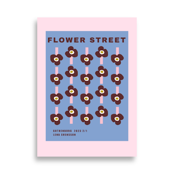 Flower Street Pink And Blue Poster 50x70cm - 50×70 cm