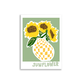 Sunflowers In Yellow Checkered Vase - 30×40 cm