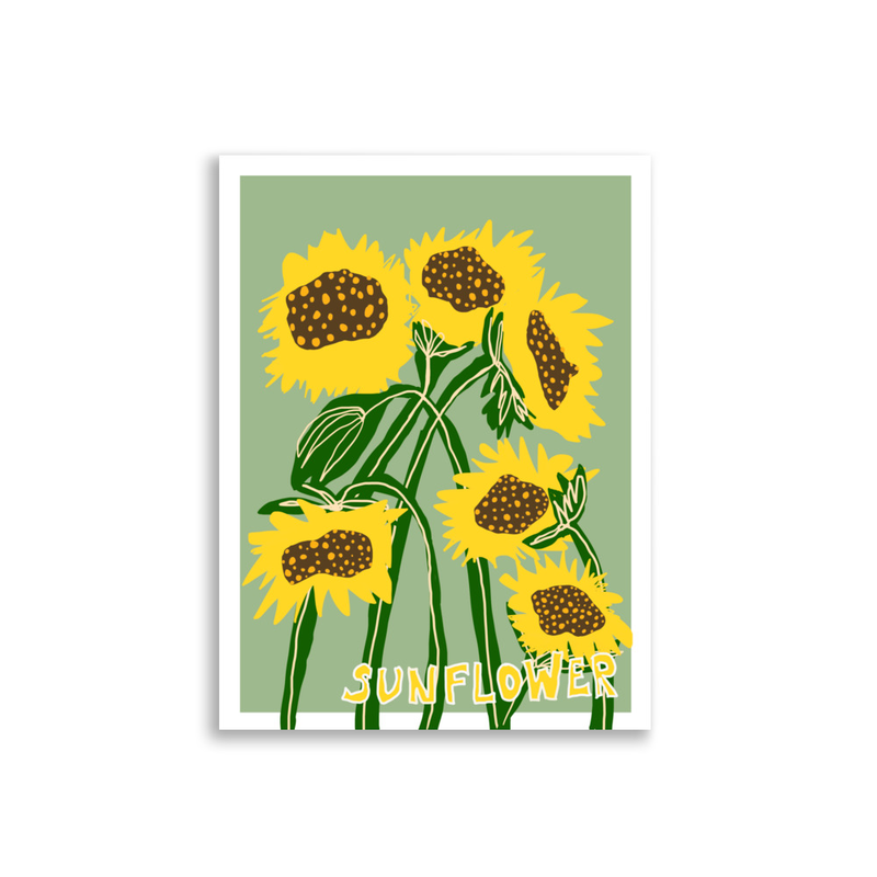 Sunflower Poster Green, 30x40cm - 30×40 cm