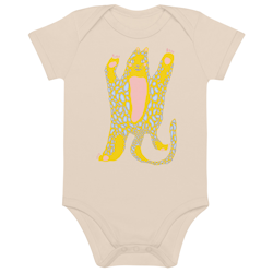 Beige Happy Cheetah Organic Cotton Babybody