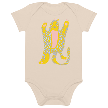 Beige Happy Cheetah Organic Cotton Babybody