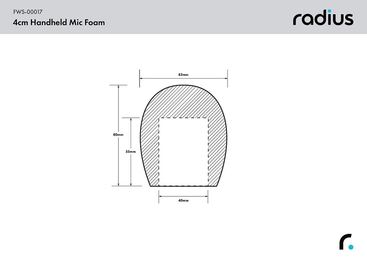 Radius Handheld Mic Foam Windshield, 4.0cm x 55mm Hole