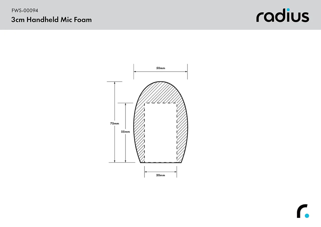 Radius Handheld Mic Foam Windshield, 3.0cm x 55mm Hole