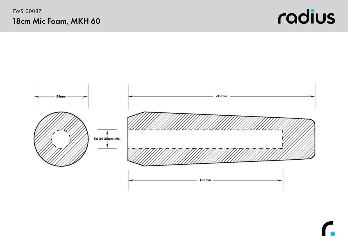 Radius Shotgun Mic Foam Windshield, MKH 60