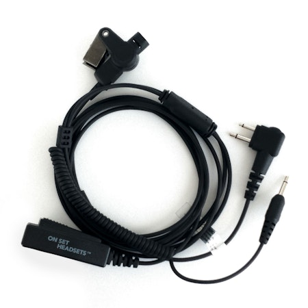 Black,For Motorola, The FilmPro X, the ultimate communication solution for film professionals who need to wear double comms on set. This revolutionary headset connects to both a walkie-talkie and Comt