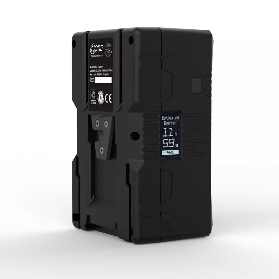 CORE Helix275max, 14.4v/28.8v, 275wh V-mount battery pack, LCD and w/ ptap and USB, , 20A Max Load