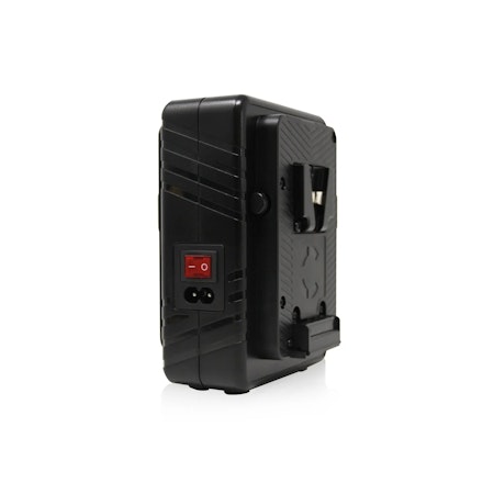 CORE Super Compact V-mount Fast Charger.  4hrs charger for two 98wh packs.  3A fast charge.  Upright design. 100v-240VAC input.  Includes AC Cable.