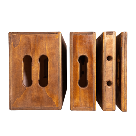 APPLE BOX SET (4pcs) -handmade & stained. Focus Rat, Made in Europe.