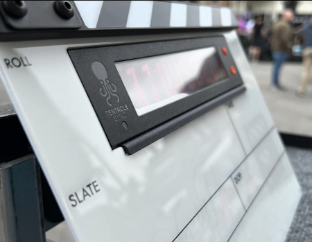 The Filmsticks and Tentacle Sync Timecode bar slate, klappa