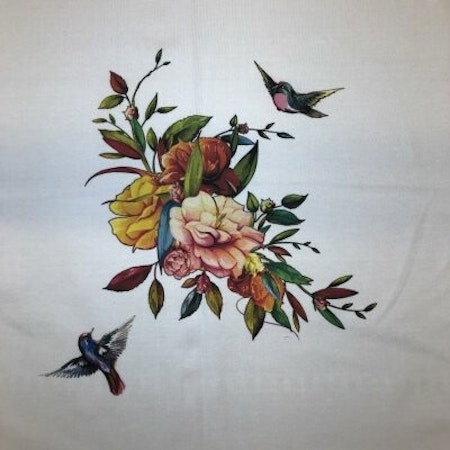 Panel blommor kolibri Bomullsjersey