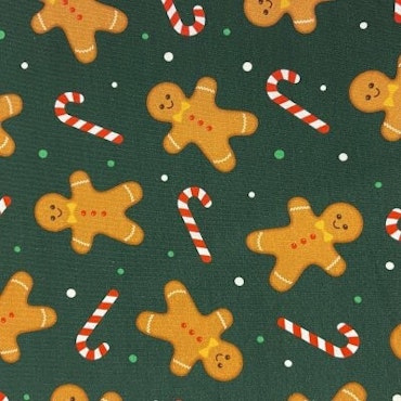 Pepparkakor grön bakgrund  Bomullsjersey