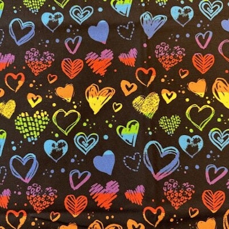FÖRHANDSBOKNING- Rainbow hearts Bomullsjersey
