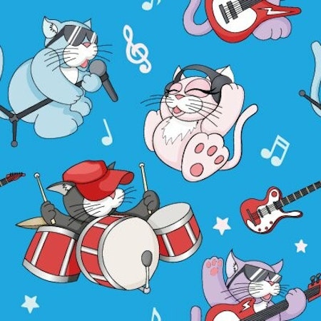 FÖRHANDSBOKNING- Cat jazz, blå Bomullsjersey