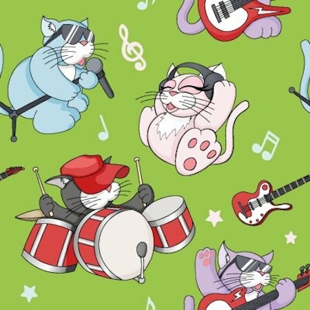 FÖRHANDSBOKNING- Cat jazz, grön Bomullsjersey