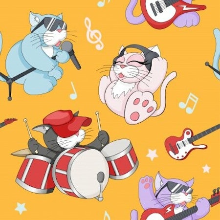 FÖRHANDSBOKNING- Cat jazz, gul Bomullsjersey