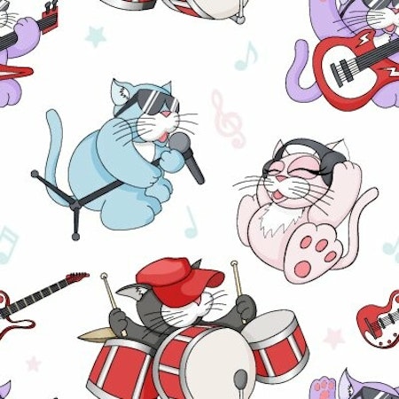 FÖRHANDSBOKNING- Cat jazz, vit Bomullsjersey