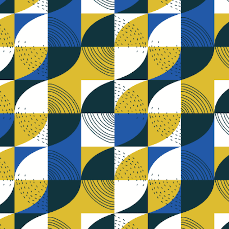 FÖRHANDSBOKNING- Geometri ockra/blå Bomullsjersey