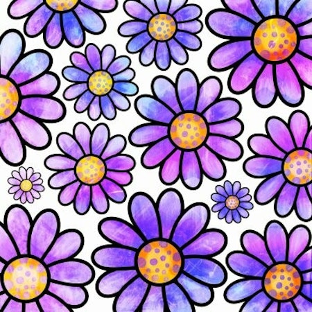 BESTÄLLNINGSVARA- Lila blommor, bomullsjersey