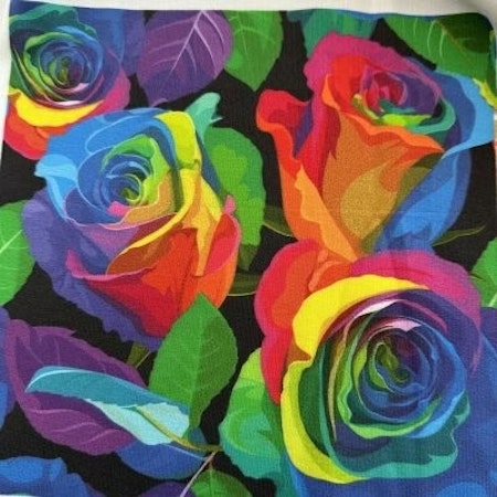 Stuv 10 - Bomullsjersey, Rainbow roses - 50 cm