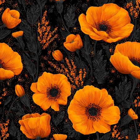 FÖRHANDSBOKNING-Orange blomprakt bomullsjersey