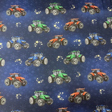 Traktorer med snöflingor, bomullsjersey