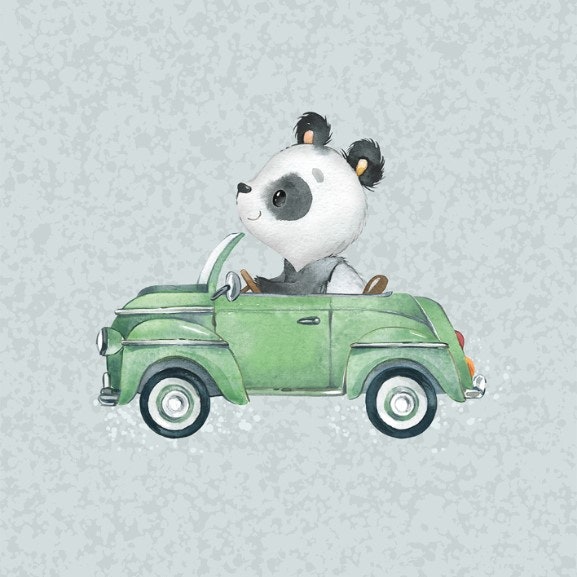 T6618 Joggingtyg Panda i bil (40 x 50 cm) 5-pack