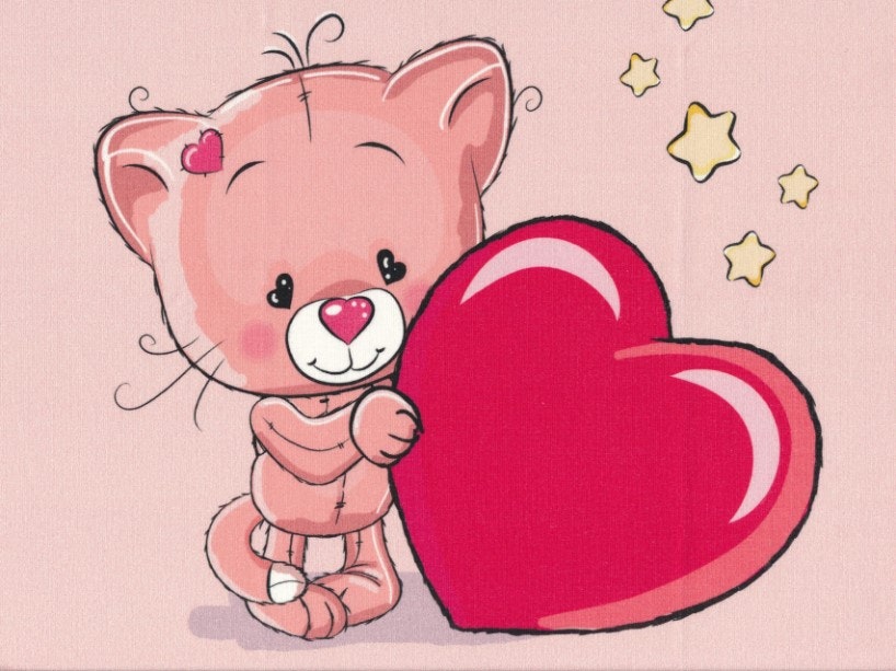 T5066 Joggingtyg Katt med hjärta rosa (40 x 50 cm) 5-pack