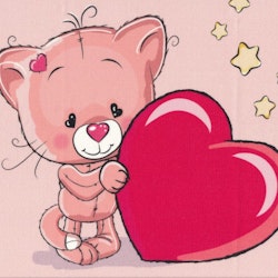 T5066 Joggingtyg Katt med hjärta rosa (40 x 50 cm) 5-pack