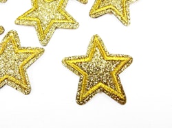 M515 Tygmärke Glitterstjärna guld (10 st)