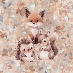 T6947 Joggingtyg Skogskompisar beige  (40 x 50 cm) 5-pack