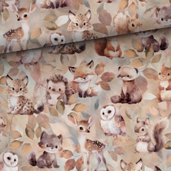 T6950 Joggingtyg Skogskompisar beige (5 m)