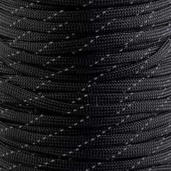 B469 Polyestersnodd med reflex 4 mm svart (25 m)
