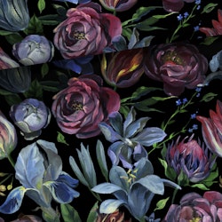 V1249 Bambuviscose Målade blommor (5 m)