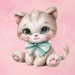 T7111 Joggingtyg Gullig katt rosa (40 x 50 cm) 5-pack